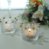 Clear Crystal Glass Crown Tea Light Votive Candle Holders - Add Elegance to Your Event Decor